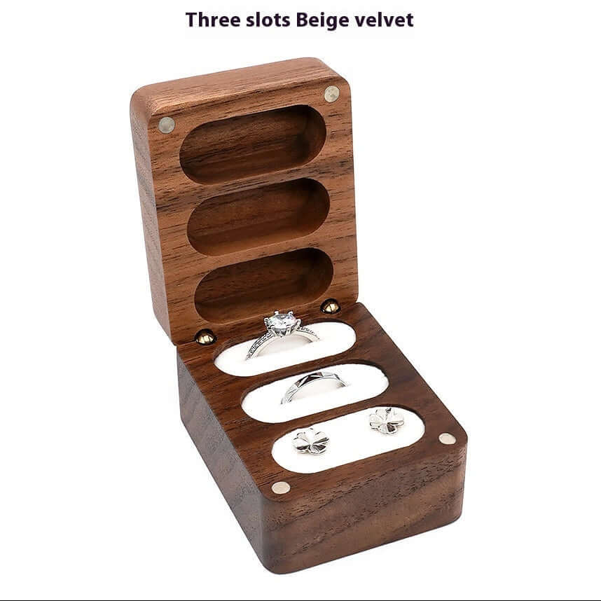 Custom Walnut Wedding Ring Box Luxury Wooden Jewelry Proposal Box - Hadi Craft
