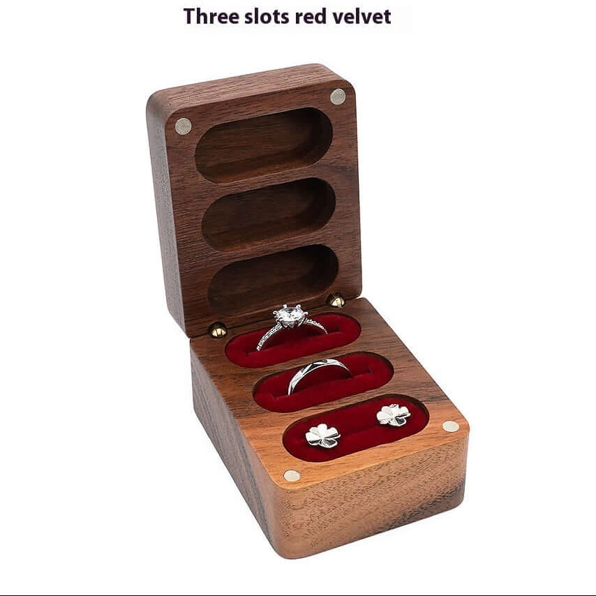 Custom Walnut Wedding Ring Box Luxury Wooden Jewelry Proposal Box - Hadi Craft