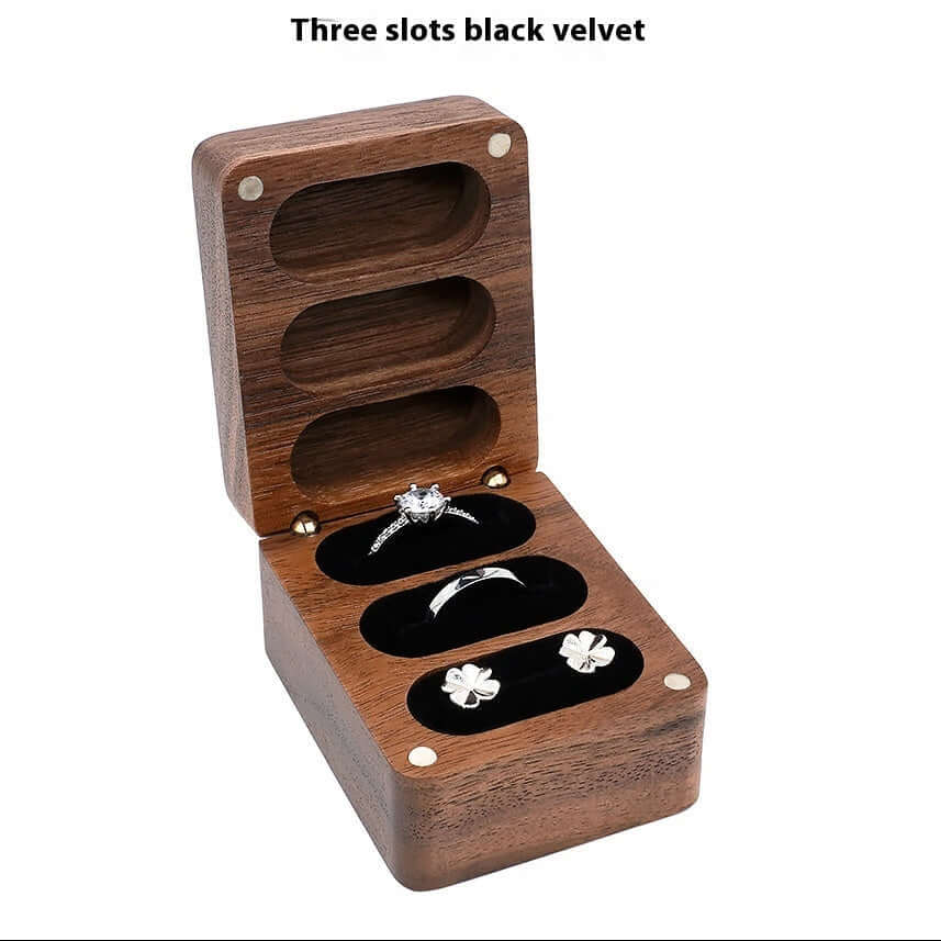 Custom Walnut Wedding Ring Box Luxury Wooden Jewelry Proposal Box - Hadi Craft