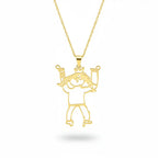 Custom child's drawing necklace stainless steel - Hadi Craft