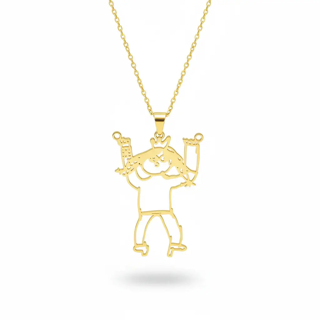 Custom child's drawing necklace stainless steel - Hadi Craft