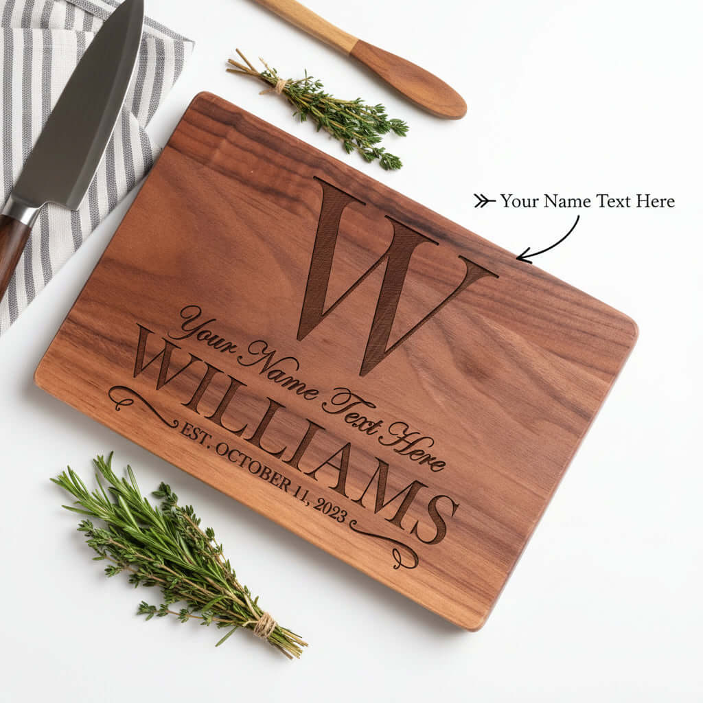 Custom engraved bamboo cutting board Walnut Cutting Board - Hadi Craft