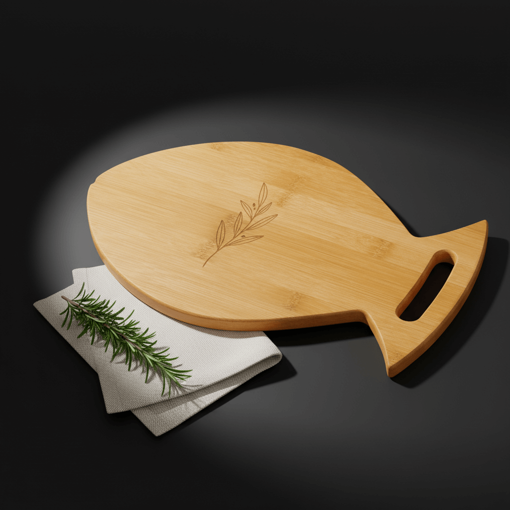 Custom engraved bamboo fish cutting board Bamboo wood Fish Shaped - Hadi Craft