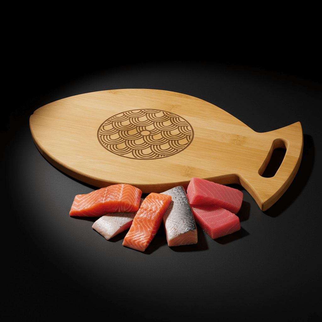Custom engraved bamboo fish cutting board Bamboo wood Fish Shaped - Hadi Craft