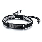 Custom engraved braided bracelet – Black Steel Engraved Wristband - Hadi Craft