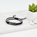 Custom engraved braided bracelet – Black Steel Engraved Wristband - Hadi Craft