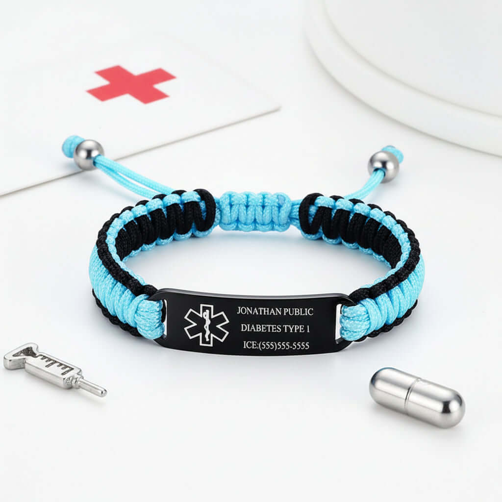 Custom engraved braided bracelet – Black Steel Engraved Wristband - Hadi Craft