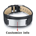 Custom engraved leather bracelet & Stainless Steel Bracelet – Unisex - Hadi Craft