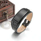 Custom engraved leather bracelet & Stainless Steel Bracelet – Unisex - Hadi Craft
