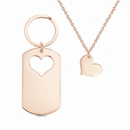 Custom engraved mother daughter keychain and necklace set - Hadi Craft
