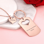 Custom engraved mother daughter keychain and necklace set - Hadi Craft