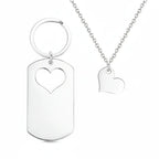 Custom engraved mother daughter keychain and necklace set - Hadi Craft