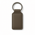 Custom gray leather rectangle keychain customize laser engraving - Hadi Craft