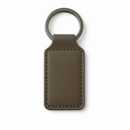 Custom gray leather rectangle keychain customize laser engraving - Hadi Craft