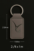 Custom gray leather rectangle keychain customize laser engraving - Hadi Craft