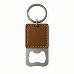 Custom leather keychain bottle opener customize laser engraving - Hadi Craft