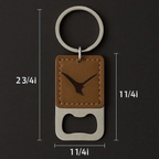 Custom leather keychain bottle opener customize laser engraving - Hadi Craft