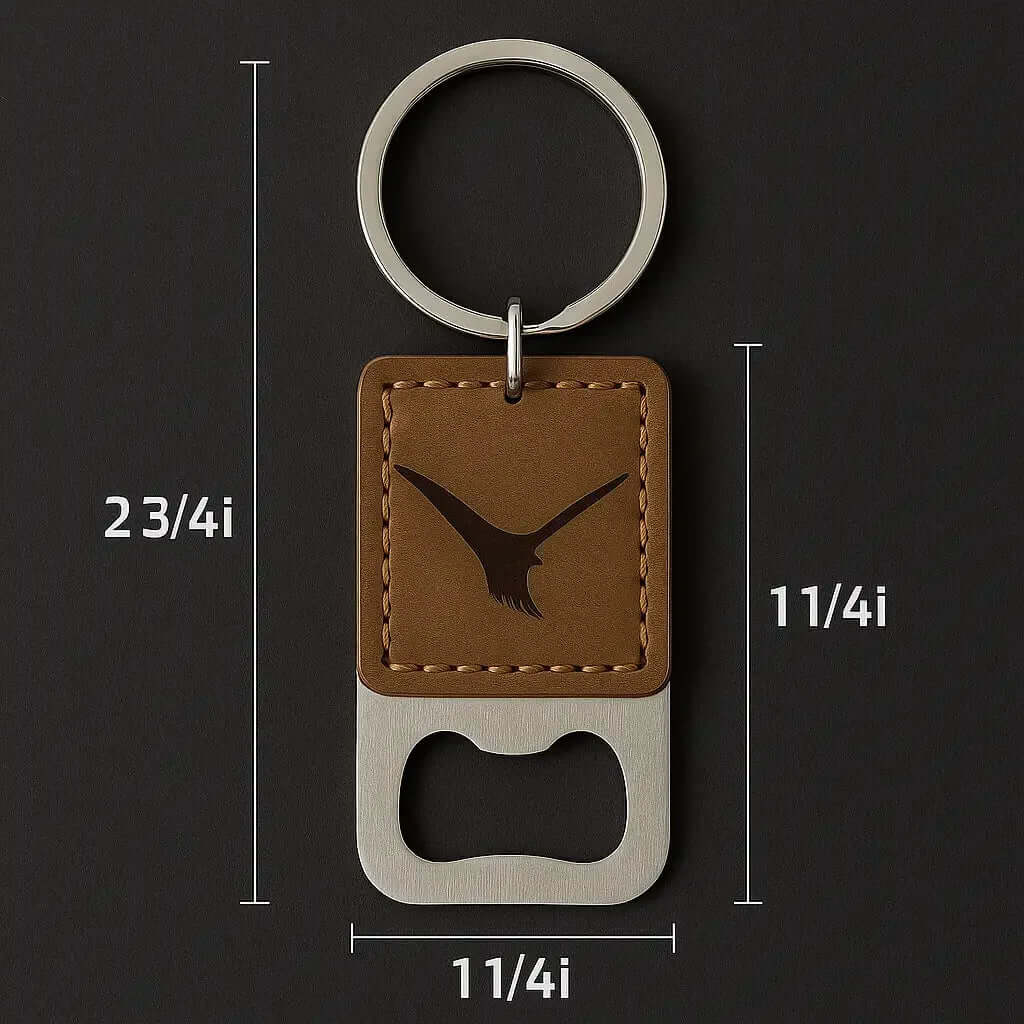 Custom leather keychain bottle opener customize laser engraving - Hadi Craft