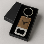 Custom leather keychain bottle opener customize laser engraving - Hadi Craft