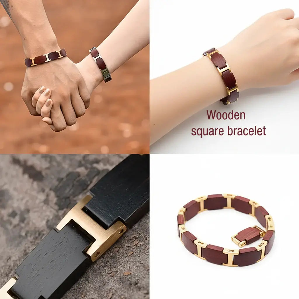 Custom wooden couple bracelet Free Customize Bangle with Gift Box - Hadi Craft