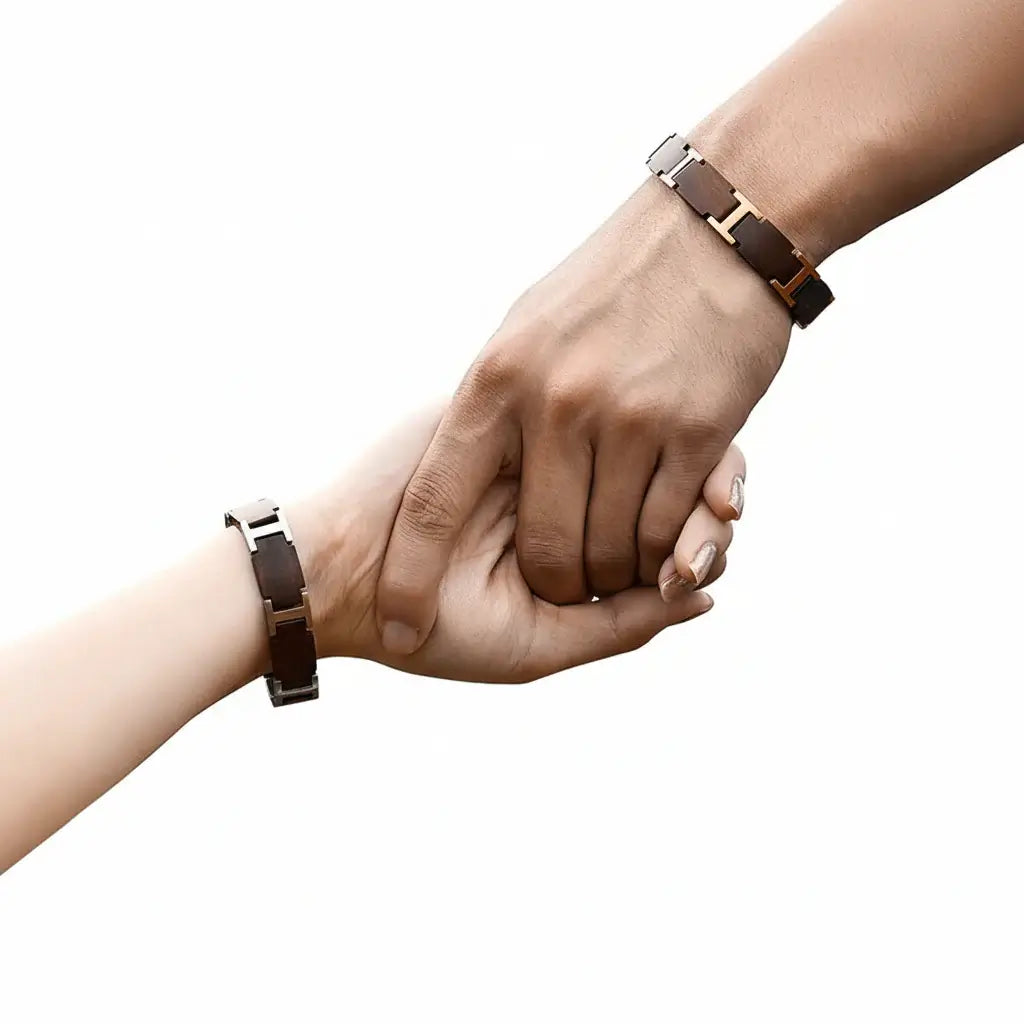 Custom wooden couple bracelet Free Customize Bangle with Gift Box - Hadi Craft