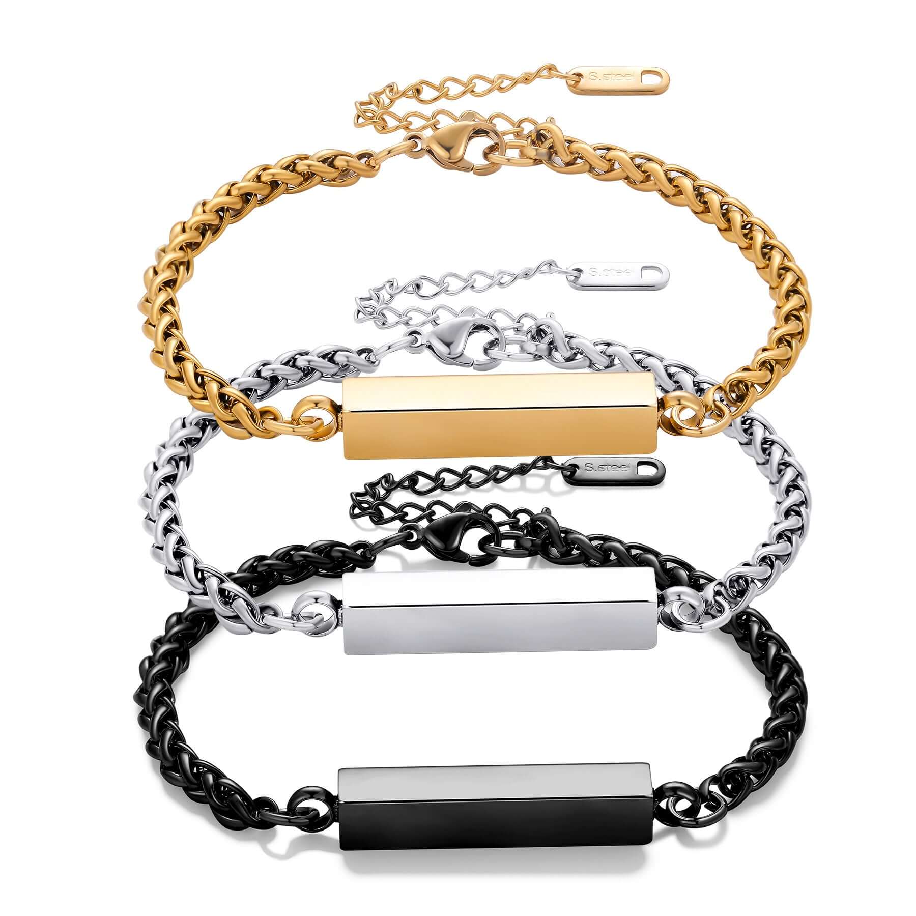 Customizable Stainless Steel Bracelet – Unisex, Engravable - Hadi Craft