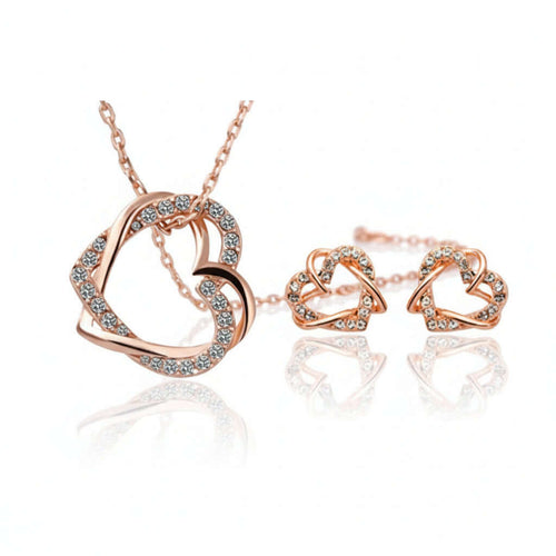 Customized heart necklace Double Diamond Necklace Korean Style Jewelry - Hadi Craft