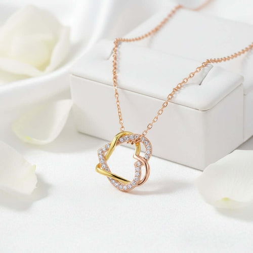 Customized heart necklace Double Diamond Necklace Korean Style Jewelry - Hadi Craft