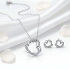 Customized heart necklace Double Diamond Necklace Korean Style Jewelry - Hadi Craft