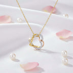 Customized heart necklace Double Diamond Necklace Korean Style Jewelry - Hadi Craft