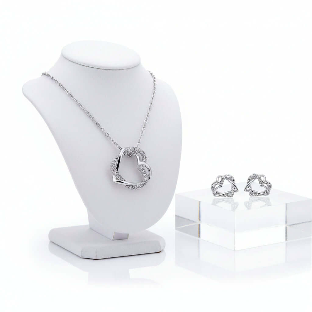 Customized heart necklace Double Diamond Necklace Korean Style Jewelry - Hadi Craft