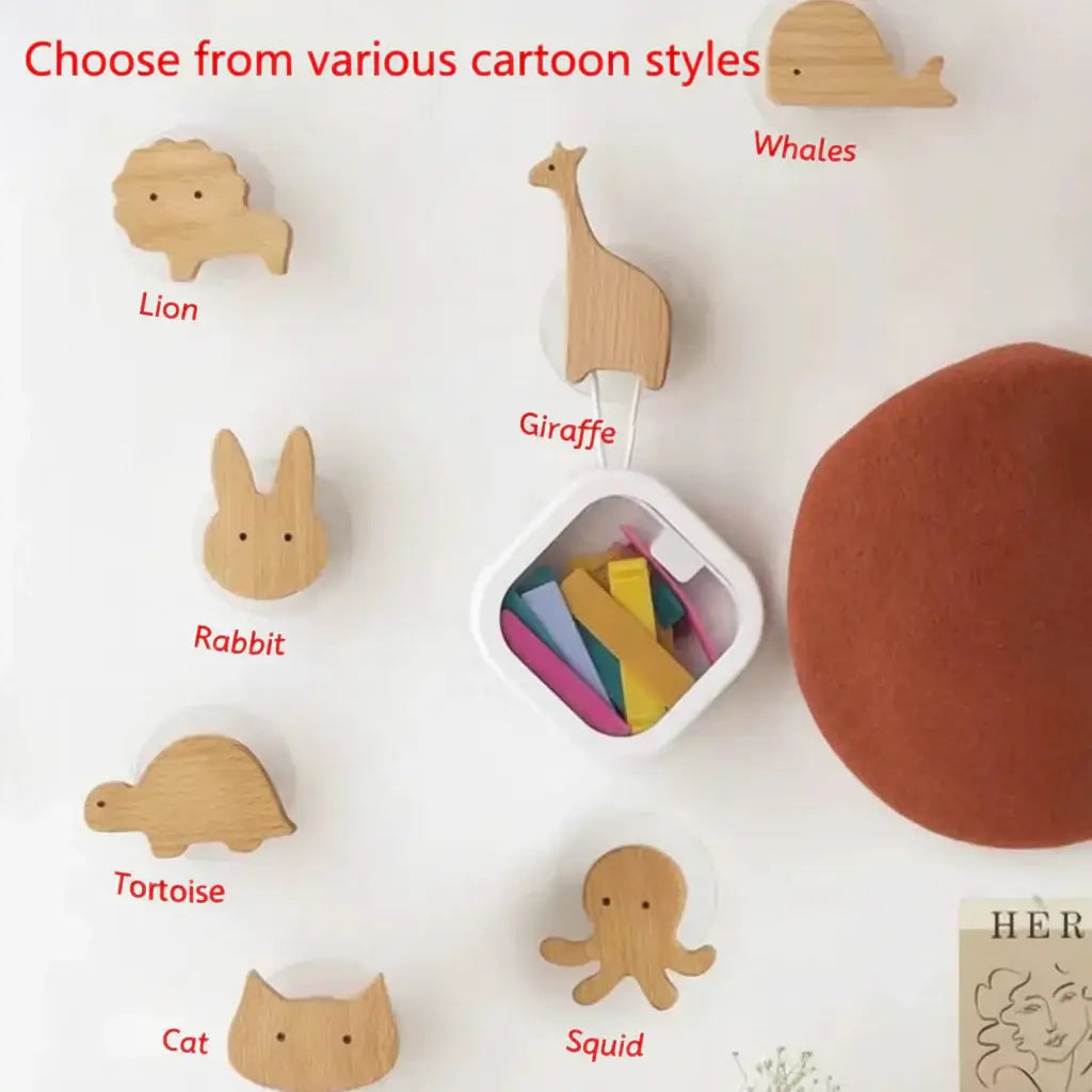 Cute Animal Wall Hook – wooden Kids Room Coat & Key Holder - Hadi Craft