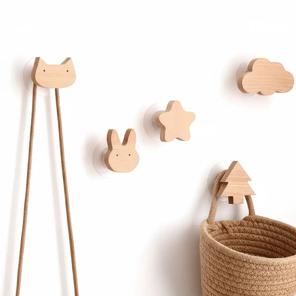 Cute Animal Wooden Wall Hook – Kids Room Coat & Key Holder Decor - Hadi Craft