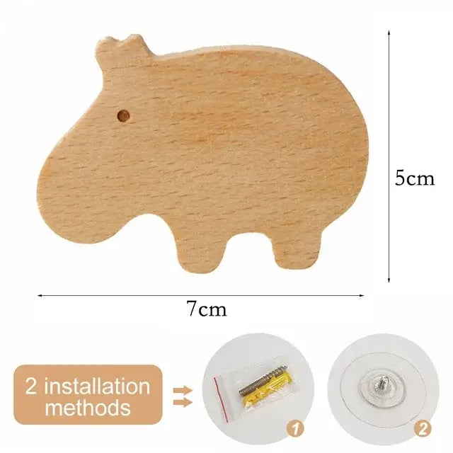 Cute Animal Wooden Wall Hook – Kids Room Coat & Key Holder Decor - Hadi Craft