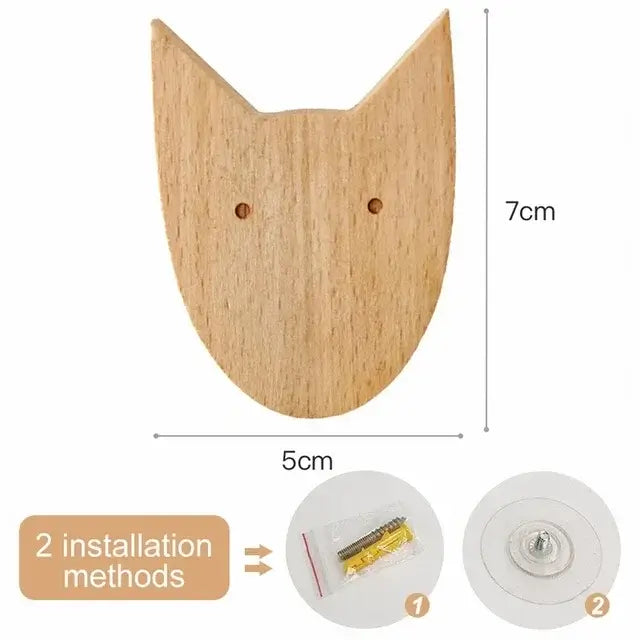 Cute Animal Wooden Wall Hook – Kids Room Coat & Key Holder Decor - Hadi Craft