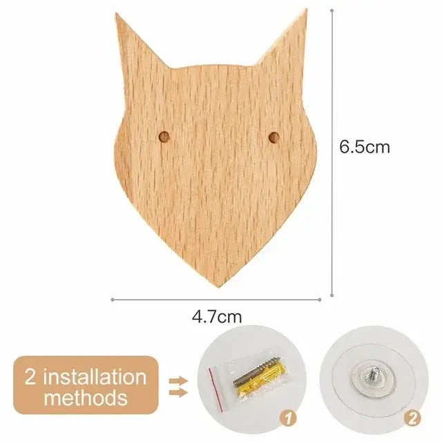 Cute Animal Wooden Wall Hook – Kids Room Coat & Key Holder Decor - Hadi Craft