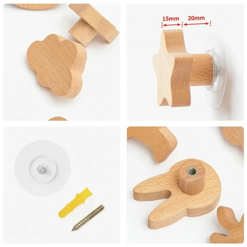 Cute Animal Wooden Wall Hook – Kids Room Coat & Key Holder Decor - Hadi Craft
