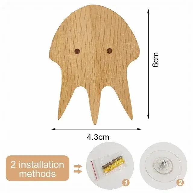 Cute Animal Wooden Wall Hook – Kids Room Coat & Key Holder Decor - Hadi Craft