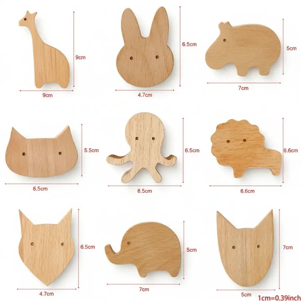 Cute Animal Wooden Wall Hook – Kids Room Coat & Key Holder Decor - Hadi Craft