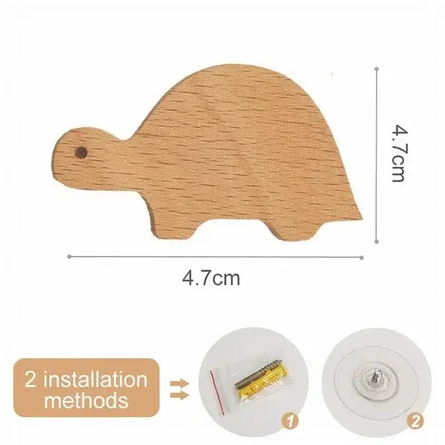 Cute Animal Wooden Wall Hook – Kids Room Coat & Key Holder Decor - Hadi Craft