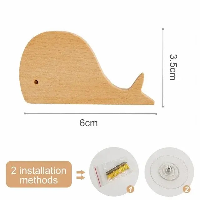 Cute Animal Wooden Wall Hook – Kids Room Coat & Key Holder Decor - Hadi Craft