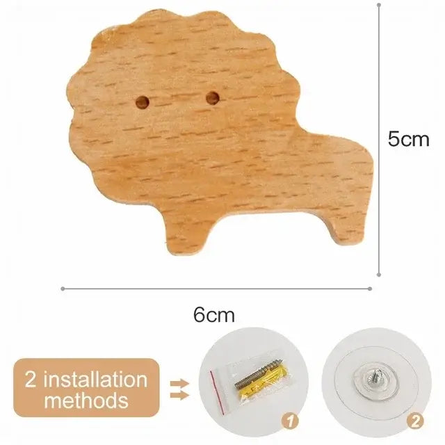 Cute Animal Wooden Wall Hook – Kids Room Coat & Key Holder Decor - Hadi Craft