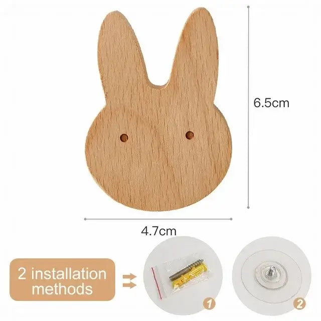 Cute Animal Wooden Wall Hook – Kids Room Coat & Key Holder Decor - Hadi Craft