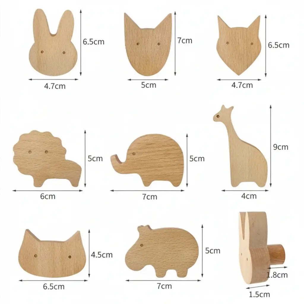 Cute Animal Wooden Wall Hook – Kids Room Coat & Key Holder Decor - Hadi Craft