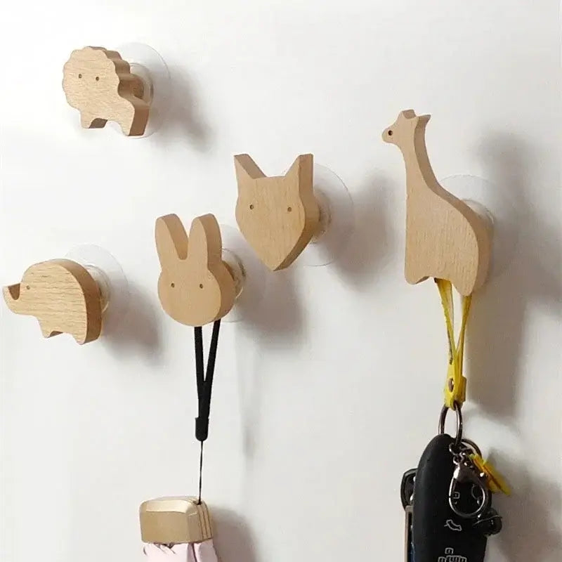 Cute Animal Wooden Wall Hook – Kids Room Coat & Key Holder Decor - Hadi Craft