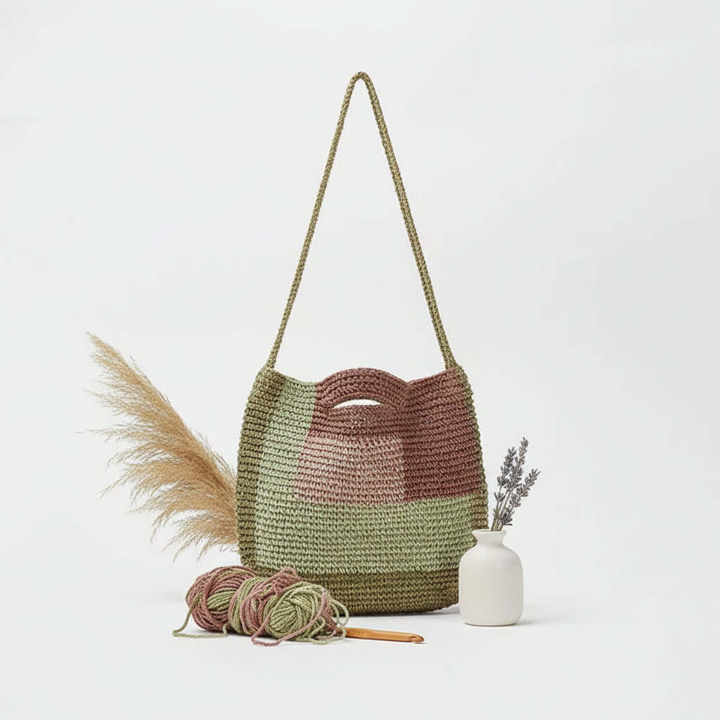 Cute straw crossbody bag Women Color Matching Shopping Bag - Hadi Craft