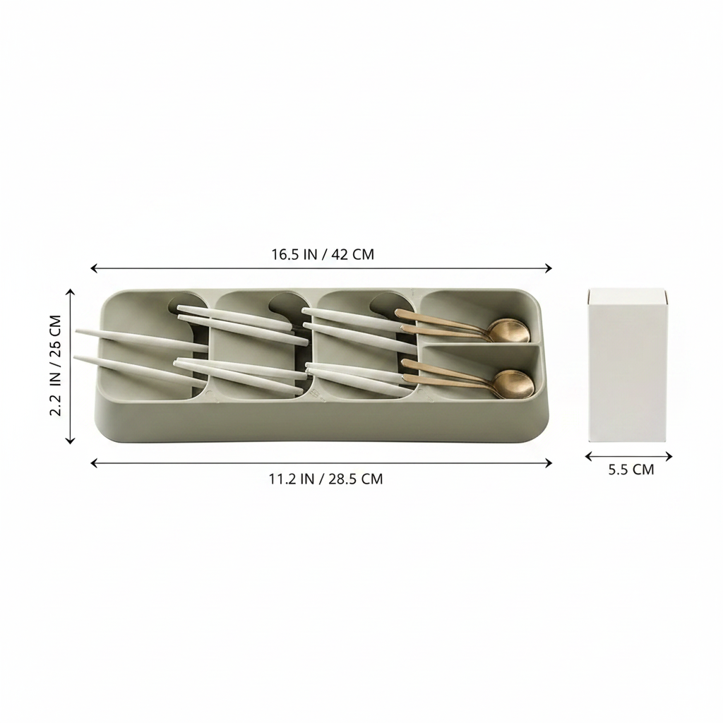 Cutlery Drawer Organizer Tray – Space-Saving Silverware Storage - Hadi Craft
