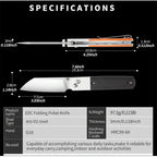 D2 Steel Tactical Folding Pocket Knife with G10 Handle – Outdoor & Survival - Hadi Craft