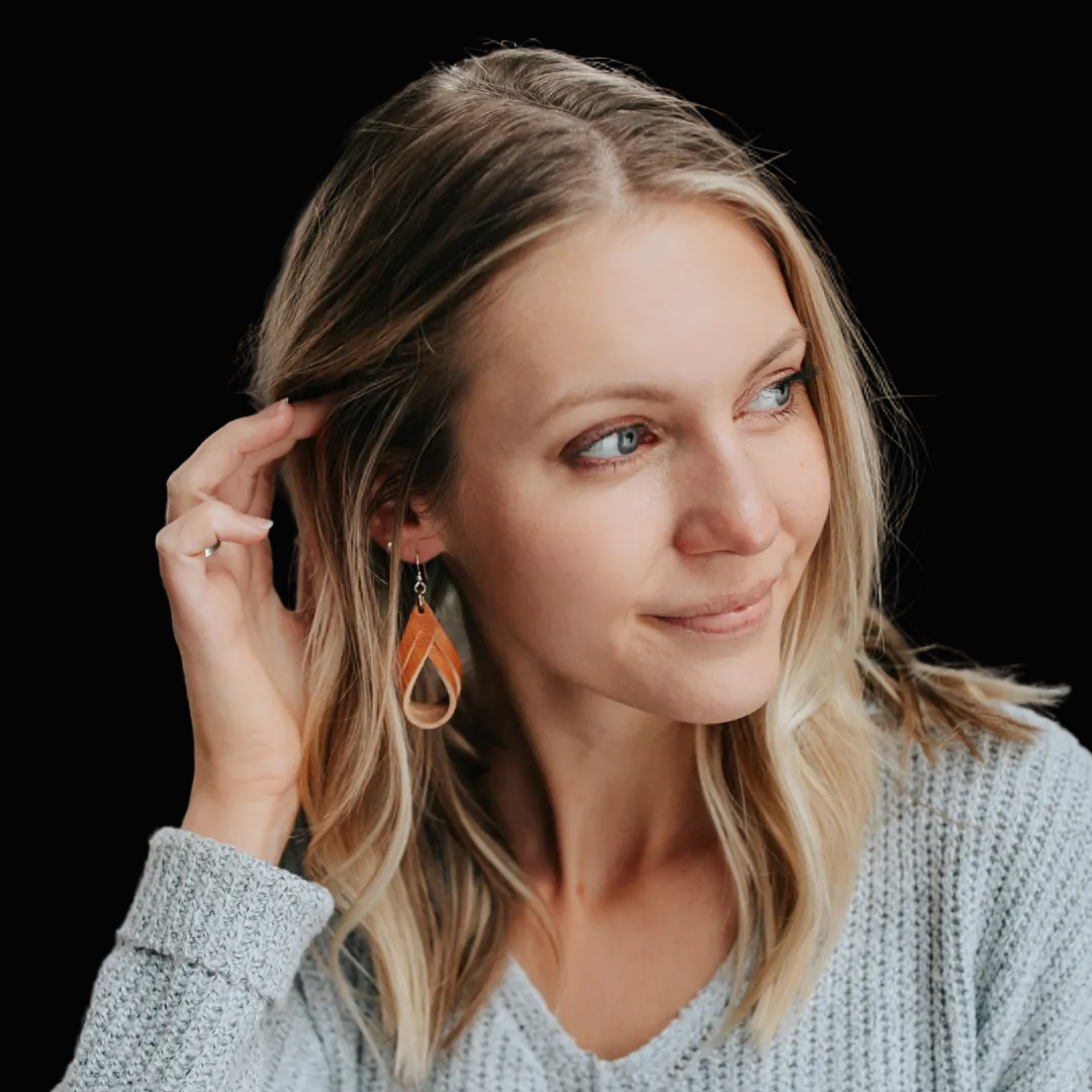Double Hoop Leather Earrings – Modern & Minimal