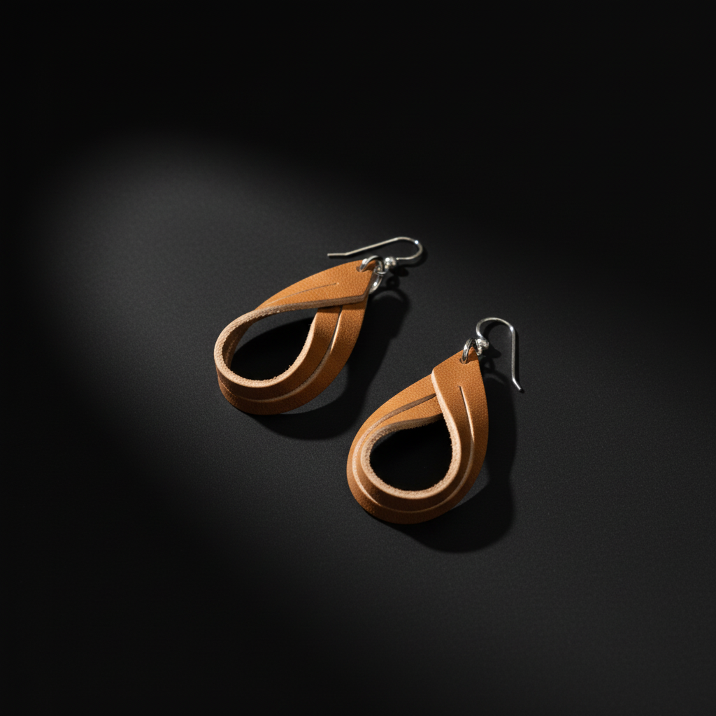 Double Hoop Leather Earrings – Modern & Minimal